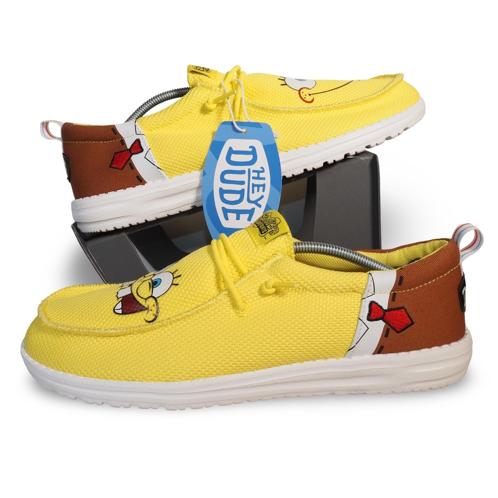 Hey Dude Wally Funk Spongebob Squarepants Yellow Brown Men's 10 Shoes NEW
